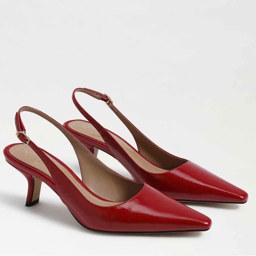 Sam Edelman Bianka  Scarlet Red Patent Slingback Heels